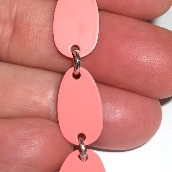 Salmon Orange Peach Earrings Dangle Drop Silver Long Jewelry Girl Woman Set C328 - Picture 4 of 7